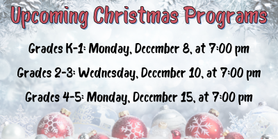 Upcoming Christmas Programs